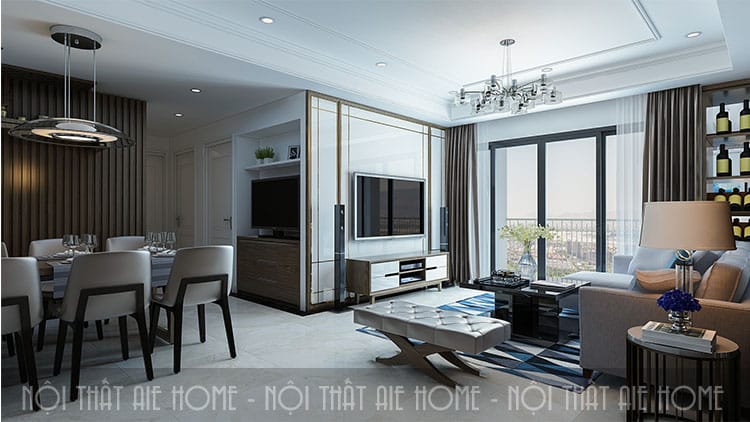 Đồ nội thất được lựa chọn một cách tinh tinh tế trong nhà chung cư 100 m2