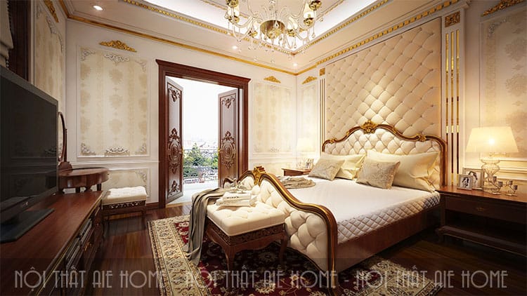Phòng ngủ trong thiết kế biệt thự phong cách tân cổ điển 3