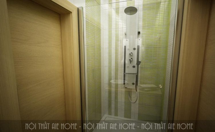 Không gian nhà tắm nhỏ hẹp nhưng đủ tiện ích trong chung cư 50m2