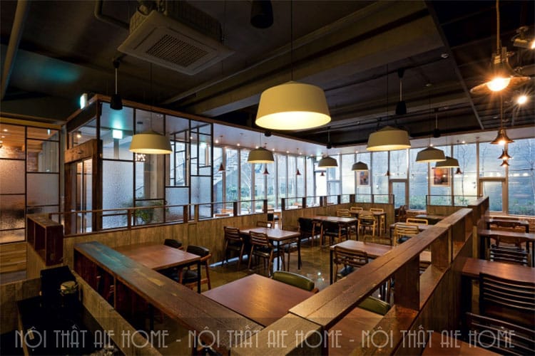 Xu hướng thiết kế quán cafe  nước ngoài phong cách Hàn Quốc với nội thất gỗ và tông màu chính là nâu vàng