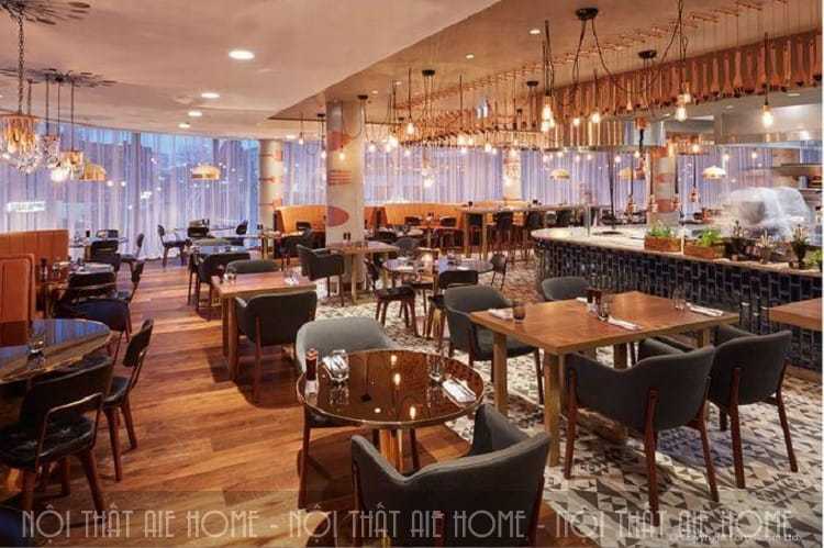 Không gian ăn uống nhà hàng khách sạn được thiết kế hiện đại