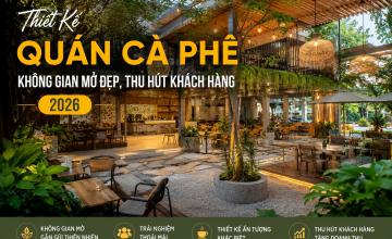 Thiết Kế Quán Cà Phê Không Gian Mở Đẹp, Thu Hút Khách Hàng 2026