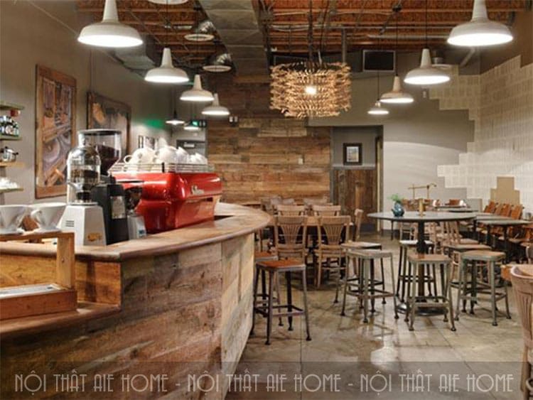 ý tưởng thiết kế quán cafe phong cách Châu Âu kiểu Rustin