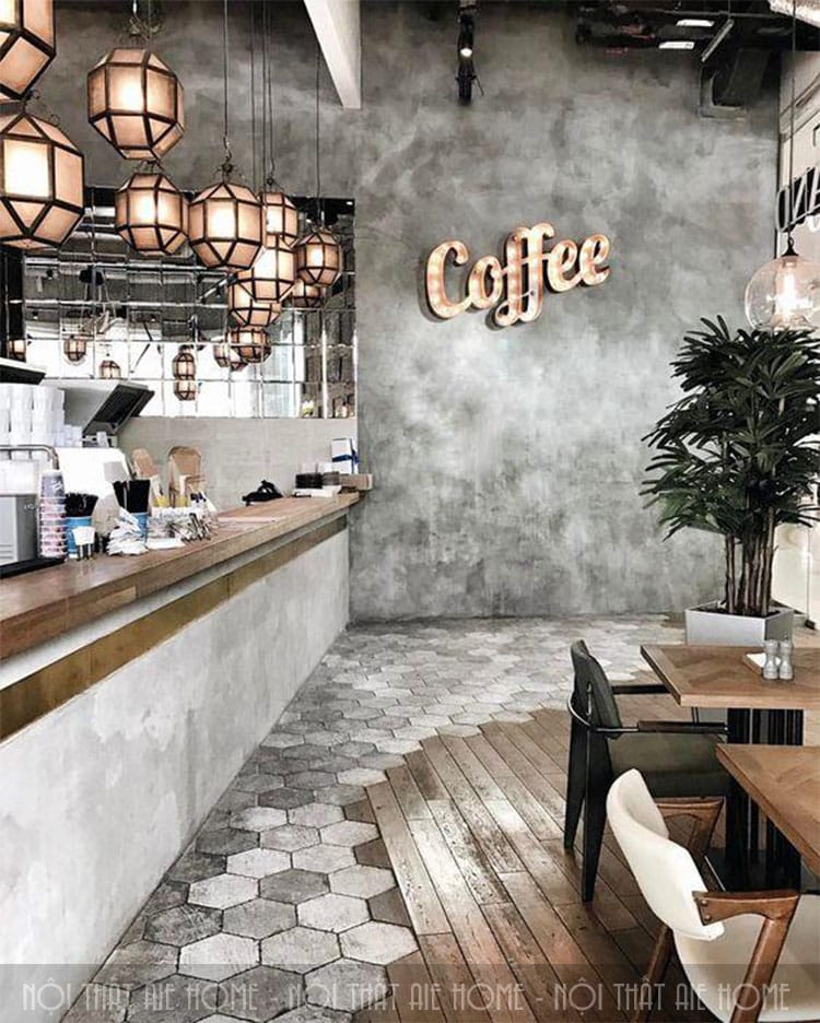 Thiết kế quán cafe phong cách Châu Âu với tường gạch kiểu xưa cũ
