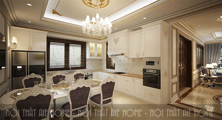 Thiết kế nội thất biệt thự tân cổ điển có nhà bếp rộng rãi với đầy đủ thiết bị tiện nghi 1
