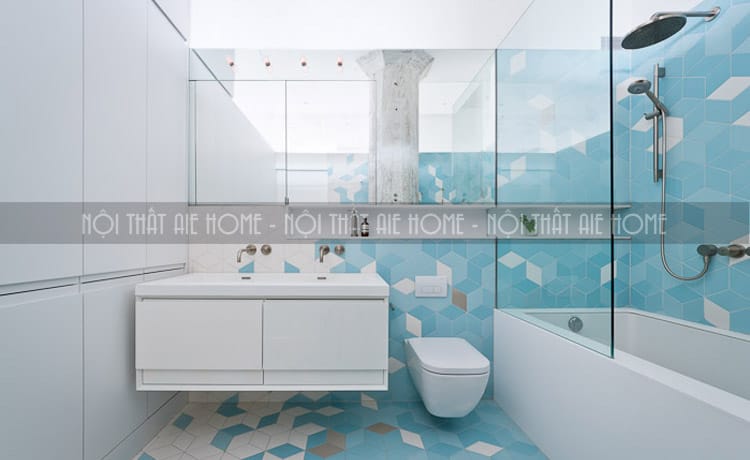 Phòng tắm được thiết kế đơn giản nhưng vẫn tạo cảm giác hiện đại sang trọng