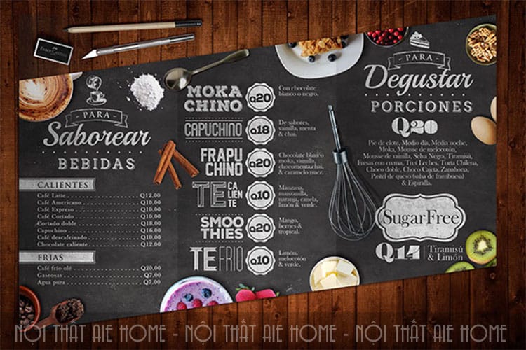 Mẫu thiết kế menu nhà hàng với hình ảnh món ăn đẹp mắt