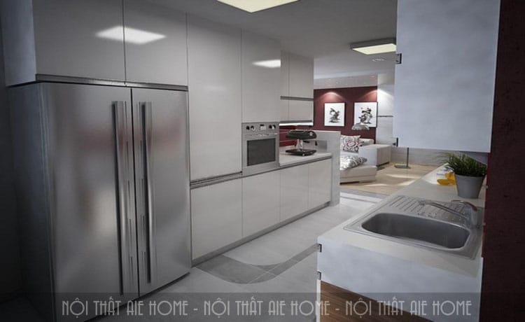 Không gian phòng bếp trong thiết kế chung cư 50m2