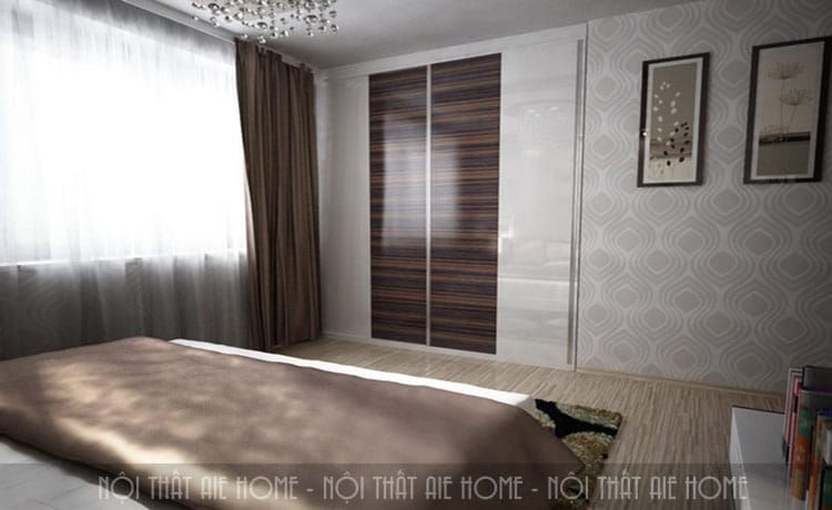 Không gian phòng ngủ trong thiết kế nội thất căn hộ chung cư 50m2