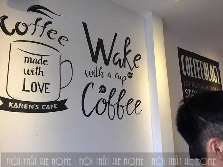 Hình vẽ trên tường quán cafe trà sữa