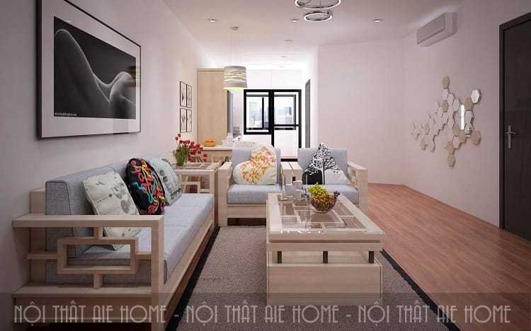 Phòng khách của một căn hộ chung cư có diện tích nhỏ hẹp được thiết kế đơn giản, đẹp mắt