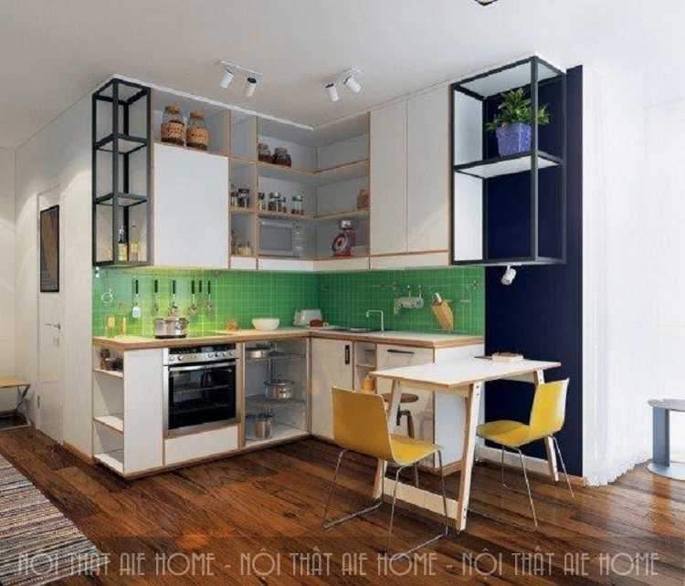 Dù diện tích khiêm tốn nhưng căn bếp này vẫn rất tiện nghi nhờ thiết kế nội thất thông minh