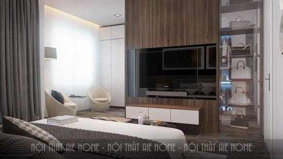 Sự tiện nghi và sang trọng của thiết kế nội thất phòng ngủ tôn lên tính thẩm mỹ của căn hộ