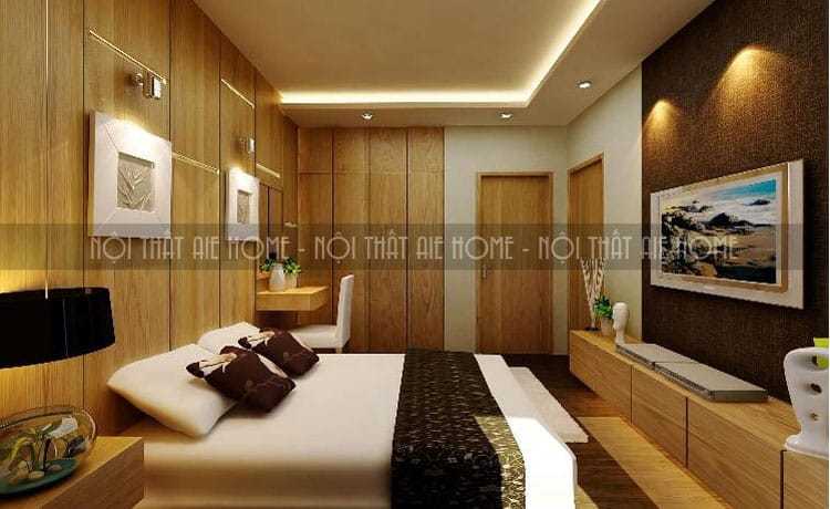 Thiết kế phòng ngủ với nguyên liệu chủ yếu là gỗ