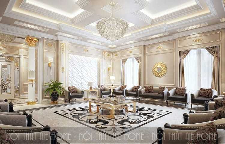 Không gian phòng khách “quý tộc” từ thiết kế biệt thự cổ điển