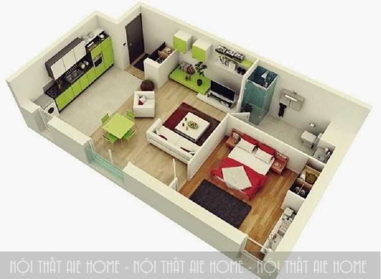 Mẫu thiết kế nội thất căn hộ chung cư 70m2 đẹp và lạ