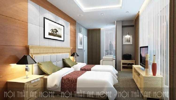 hiết kế phòng ngủ đôi đầy tiện nghi cho khách sạn rộng chỉ 100m2