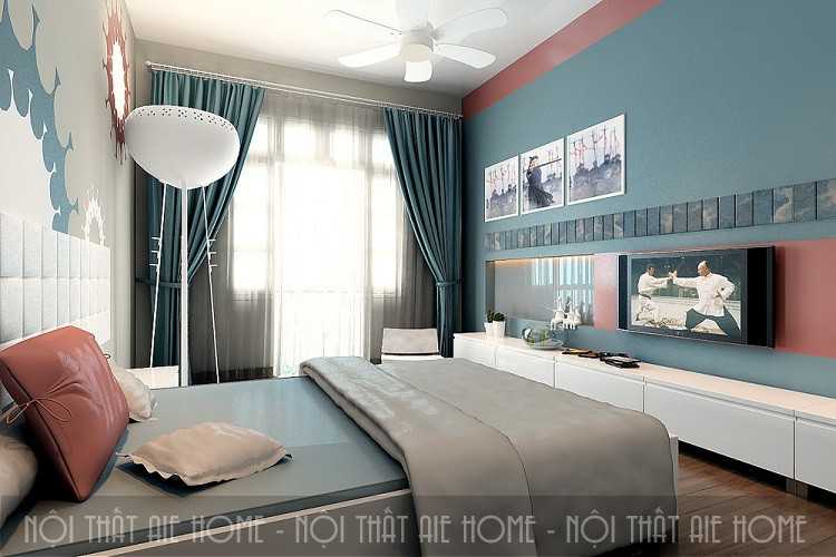 Phòng ngủ của trẻ con với tông xanh xám