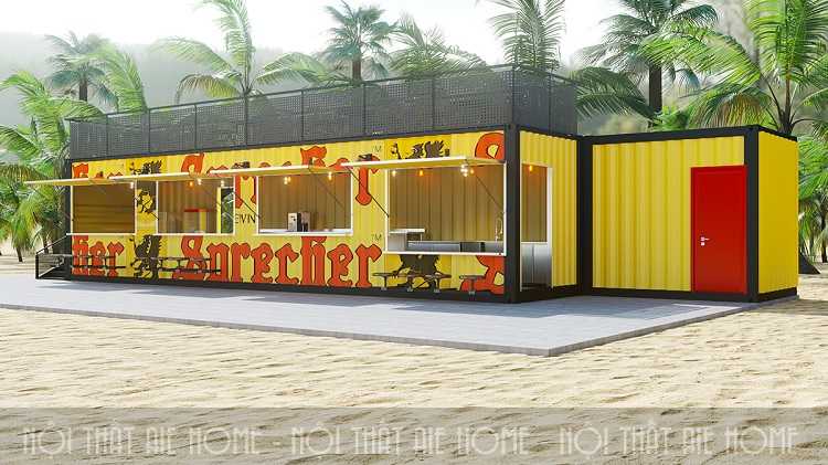 Thiết kế nhà hàng container với concept hiện đại bên bãi biển