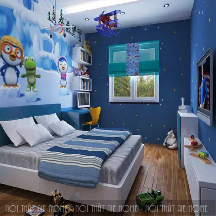 Trang trí phòng ngủ cho trẻ nhỏ với giấy dán tường hình ảnh hoạt hình ngộ nghĩnh