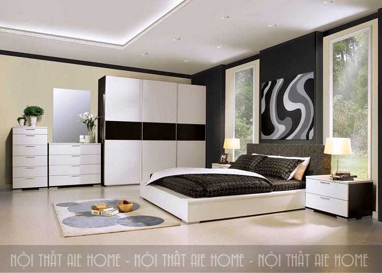 Không gian phòng ngủ thông thoáng và gọn gàng với các vật liệu hiện đại