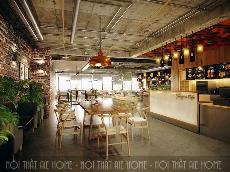 Không gian quán cafe được bố trí hợp lý với chi phí tiết kiệm nhất