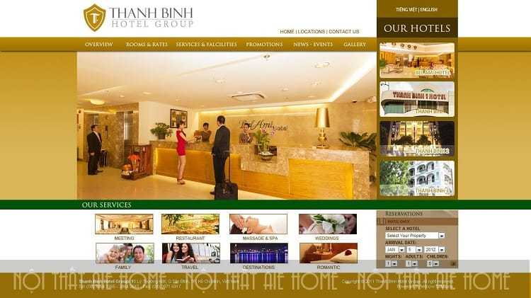 Thiết kế website khách sạn đẹp với các mục rõ ràng