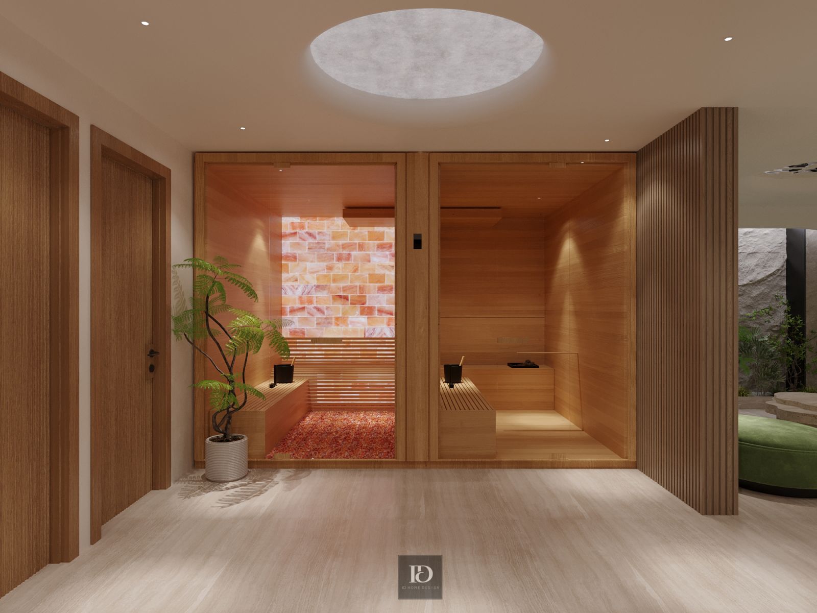 Hệ thống phòng xông hơi khô và xông hơi đá muối do ID Home trực tiếp thi công.