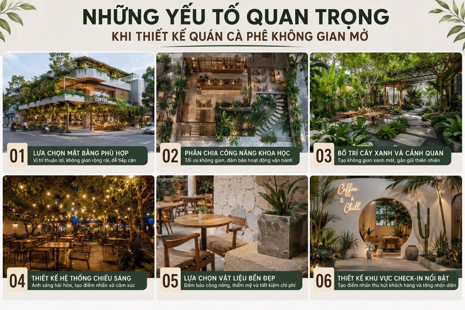 những yếu tố quan trọn khi thiết kế quán cà phê không gian mở