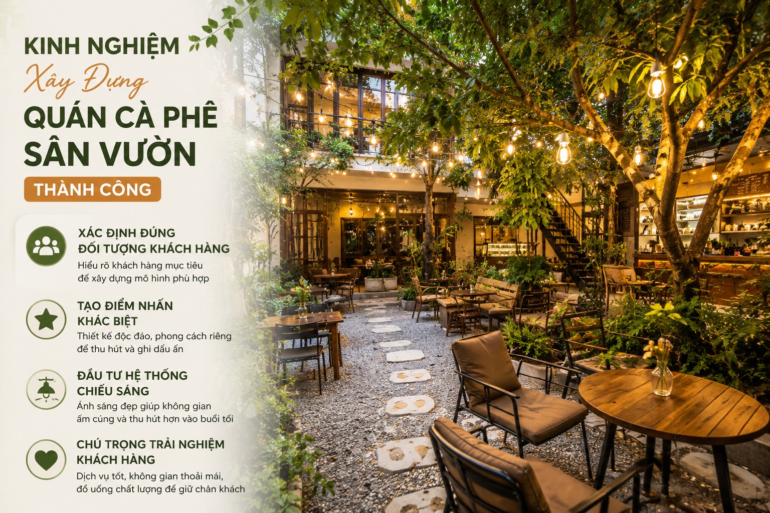 Kinh nghiệm xây dựng quán cà phê sân vườn thành công