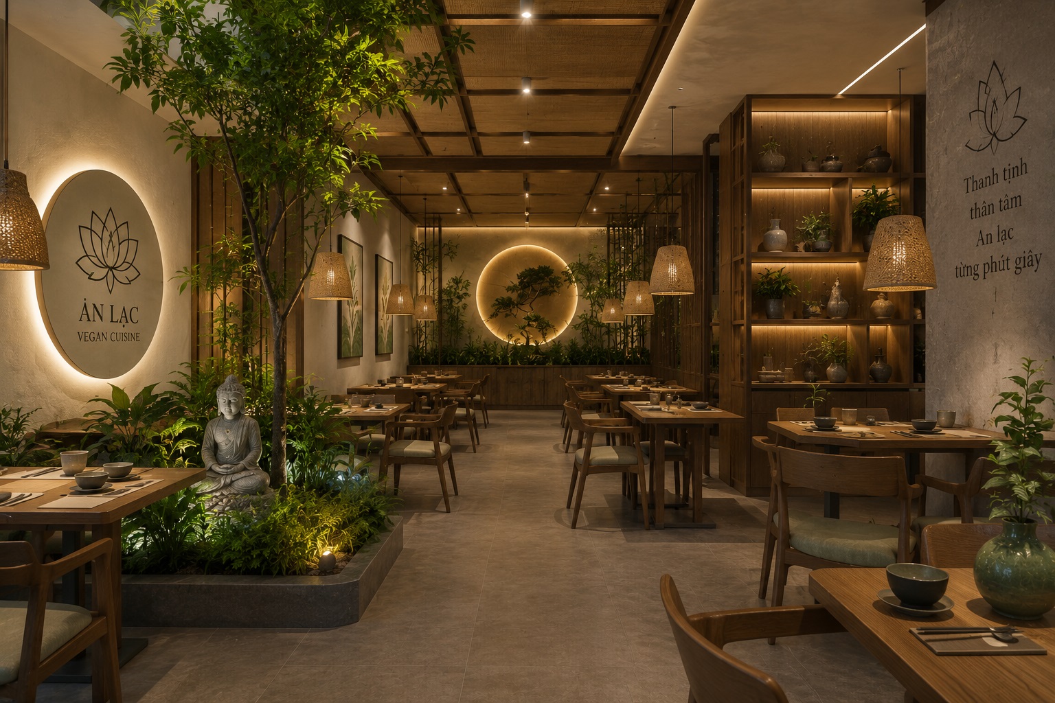 Thiết kế nội thất nhà hàng chay
