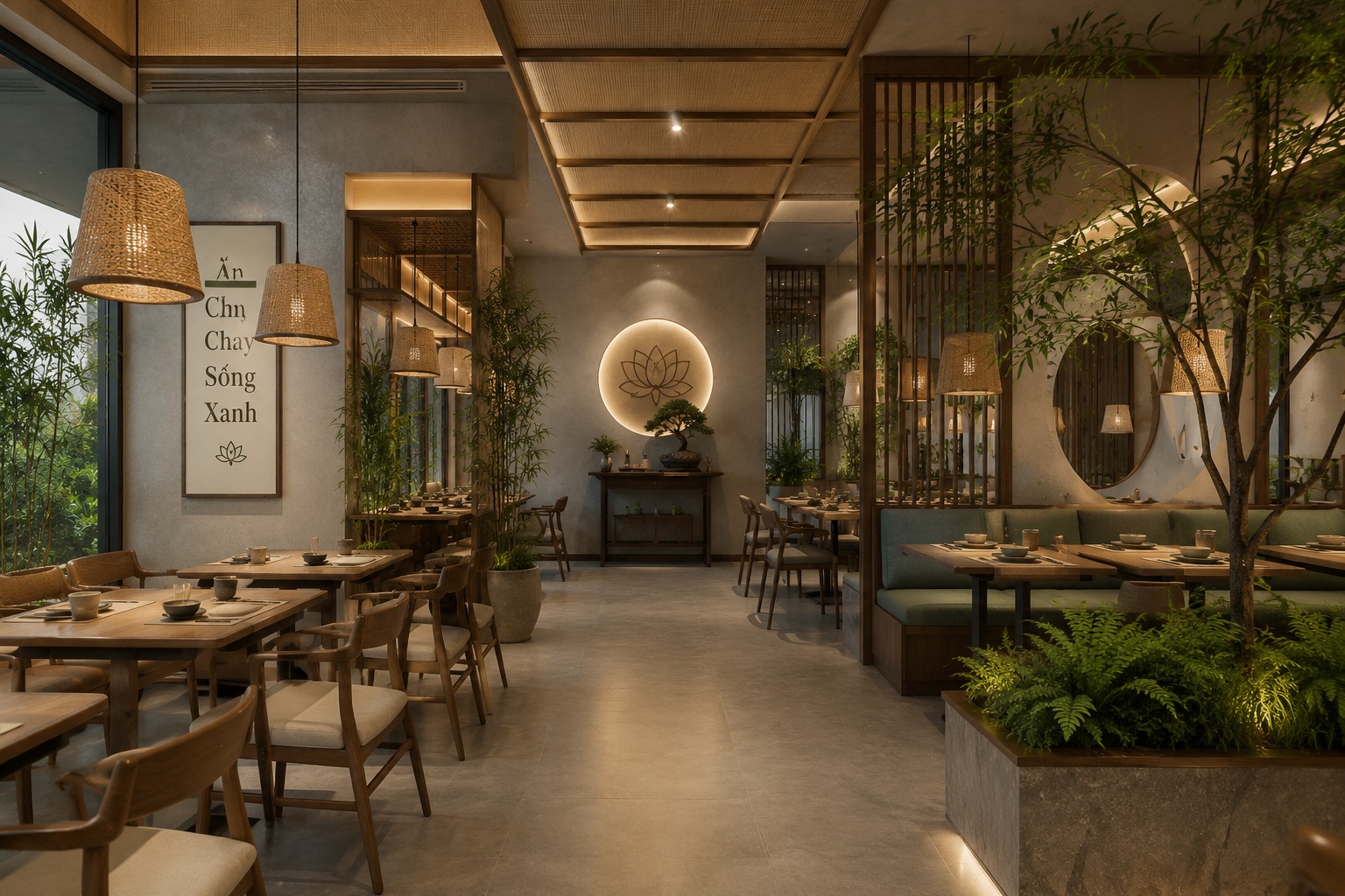Thiết kế nhà hàng chay 3 Lá